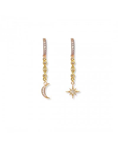 copy of Duo de créoles lune et rose des vents strass