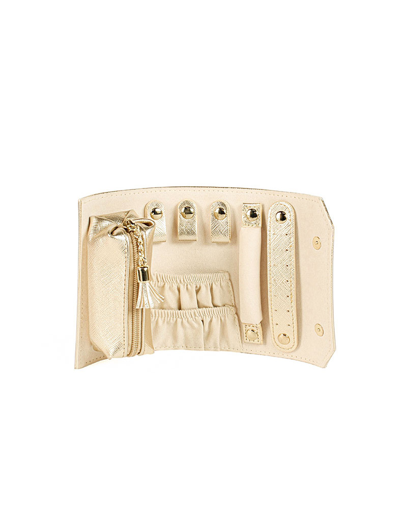 Trousse Oberthur Beige dorée zébrée verte